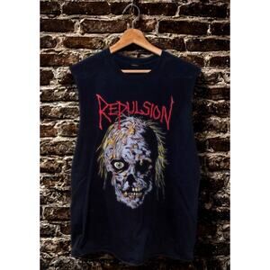 Repulsion Horrified Shirt XL Black Death Metal Grindcore Cut Off Tank Y2K